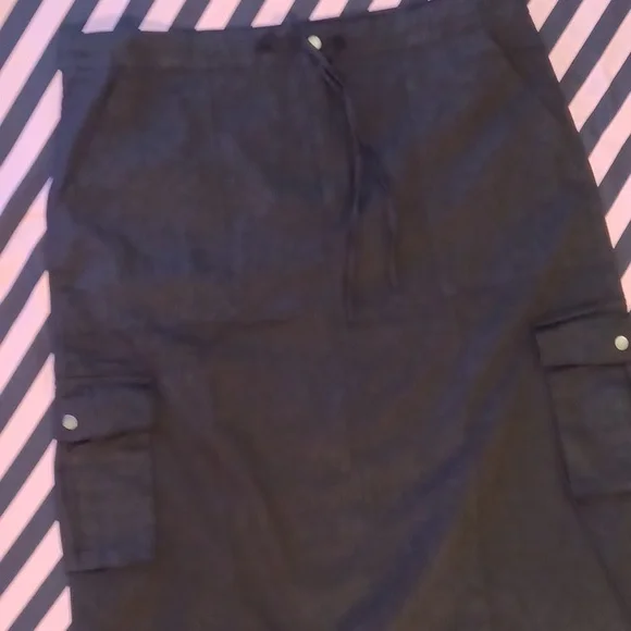DOLLSKILL 1X DELIAS BLACK MAXI CARGO SKIRT SLITS ON SIDES DRAWSTRING POCKETS - Picture 2 of 10